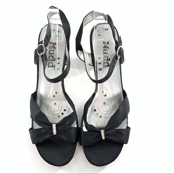 Mudd Frankie womens heels size 10 black satin chunky formal party vintage Y2k - Picture 2 of 14